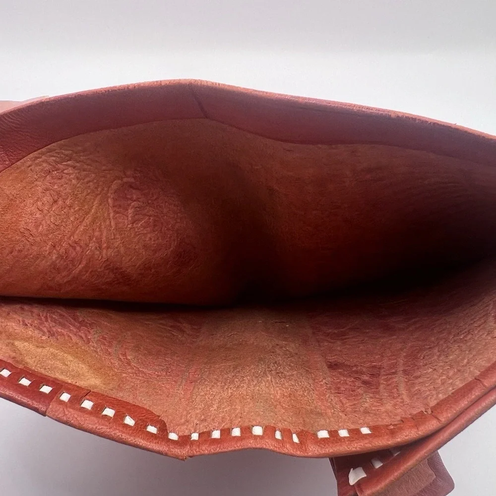 Vintage Hand Tooled Leather Wallet Billfold Moroccan Handmade Brown Unisex